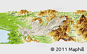 Shaded Relief Panoramic Map of Mirditë, physical outside