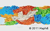 Shaded Relief Panoramic Map of Mirditë, political outside