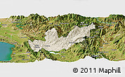 Shaded Relief Panoramic Map of Mirditë, satellite outside