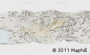Shaded Relief Panoramic Map of Mirditë, semi-desaturated