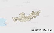 Shaded Relief Panoramic Map of Mirditë, single color outside