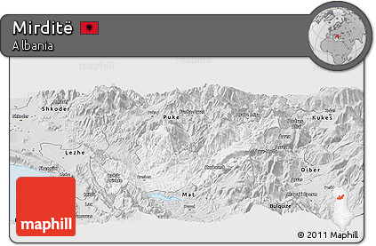 Silver Style Panoramic Map of Mirditë
