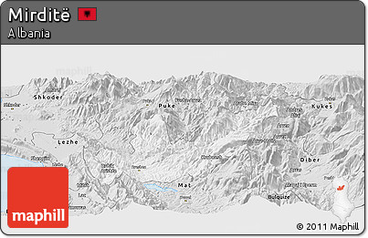 Silver Style Panoramic Map of Mirditë