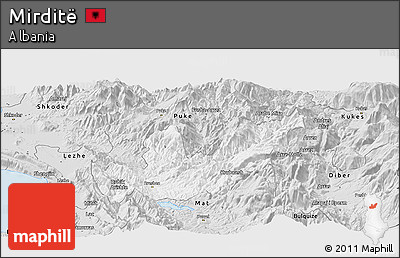 Silver Style Panoramic Map of Mirditë