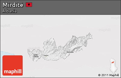 Silver Style Panoramic Map of Mirditë, single color outside