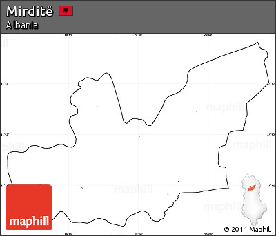 Blank Simple Map of Mirditë, cropped outside, no labels