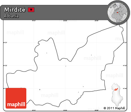 Blank Simple Map of Mirditë, cropped outside, no labels