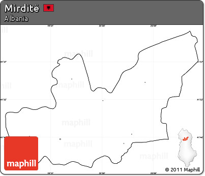 Blank Simple Map of Mirditë, cropped outside, no labels