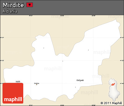 Classic Style Simple Map of Mirditë, single color outside