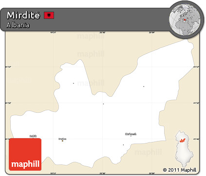Classic Style Simple Map of Mirditë, single color outside