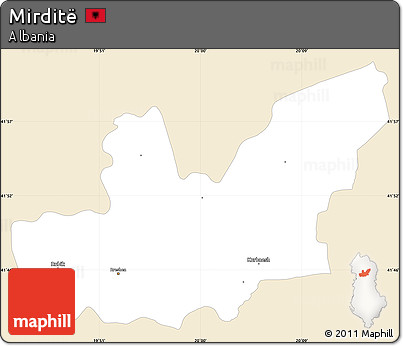 Classic Style Simple Map of Mirditë, single color outside