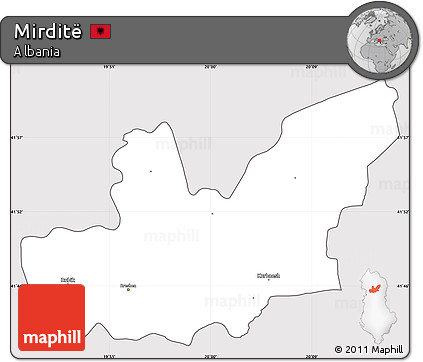 Silver Style Simple Map of Mirditë, cropped outside