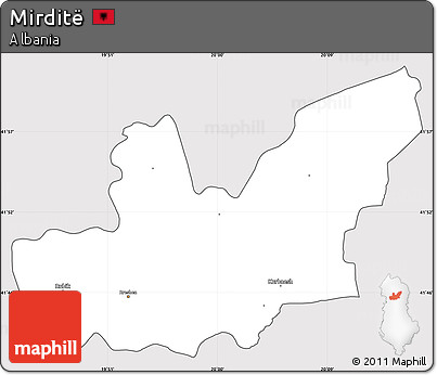 Silver Style Simple Map of Mirditë, cropped outside