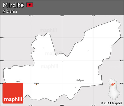 Silver Style Simple Map of Mirditë, cropped outside