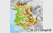 Physical Panoramic Map of Albania, lighten, desaturated, land only