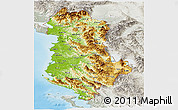 Physical Panoramic Map of Albania, lighten, semi-desaturated, land only