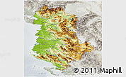 Physical Panoramic Map of Albania, lighten, semi-desaturated