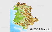 Physical Panoramic Map of Albania, single color outside, bathymetry sea