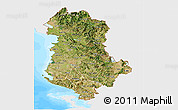 Satellite Panoramic Map of Albania, single color outside, bathymetry sea
