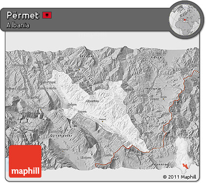 Gray 3D Map of Përmet