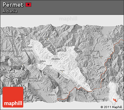 Gray 3D Map of Përmet