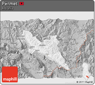 Gray 3D Map of Përmet
