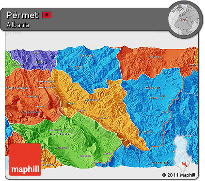 Political 3D Map of Përmet