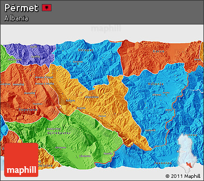 Political 3D Map of Përmet