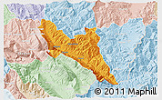 Political 3D Map of Përmet, lighten