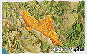 Political 3D Map of Përmet, satellite outside