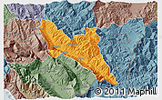 Political 3D Map of Përmet, semi-desaturated