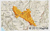 Political 3D Map of Përmet, shaded relief outside
