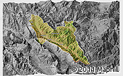 Satellite 3D Map of Përmet, desaturated