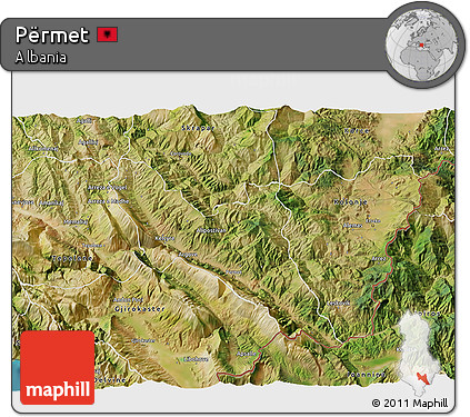 Satellite 3D Map of Përmet