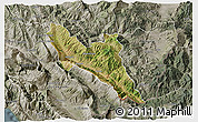 Satellite 3D Map of Përmet, semi-desaturated