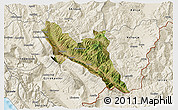 Satellite 3D Map of Përmet, shaded relief outside