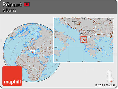 Gray Location Map of Përmet