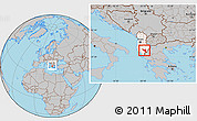 Gray Location Map of Përmet, highlighted country, within the entire country