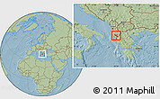 Savanna Style Location Map of Përmet, hill shading