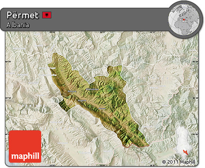 Satellite Map of Përmet, lighten