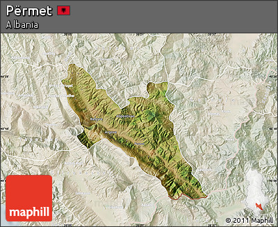 Satellite Map of Përmet, lighten