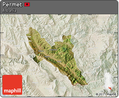 Satellite Map of Përmet, lighten