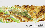 Satellite Panoramic Map of Përmet, physical outside