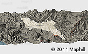 Shaded Relief Panoramic Map of Përmet, darken