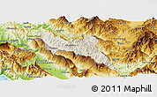 Shaded Relief Panoramic Map of Përmet, physical outside