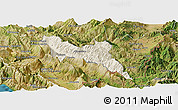 Shaded Relief Panoramic Map of Përmet, satellite outside