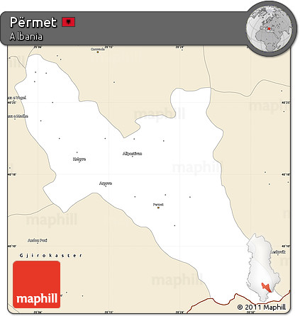 Classic Style Simple Map of Përmet
