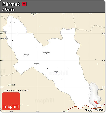 Classic Style Simple Map of Përmet