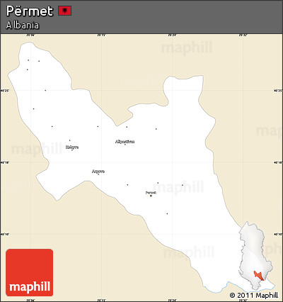 Classic Style Simple Map of Përmet, single color outside