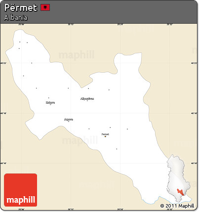 Classic Style Simple Map of Përmet, single color outside